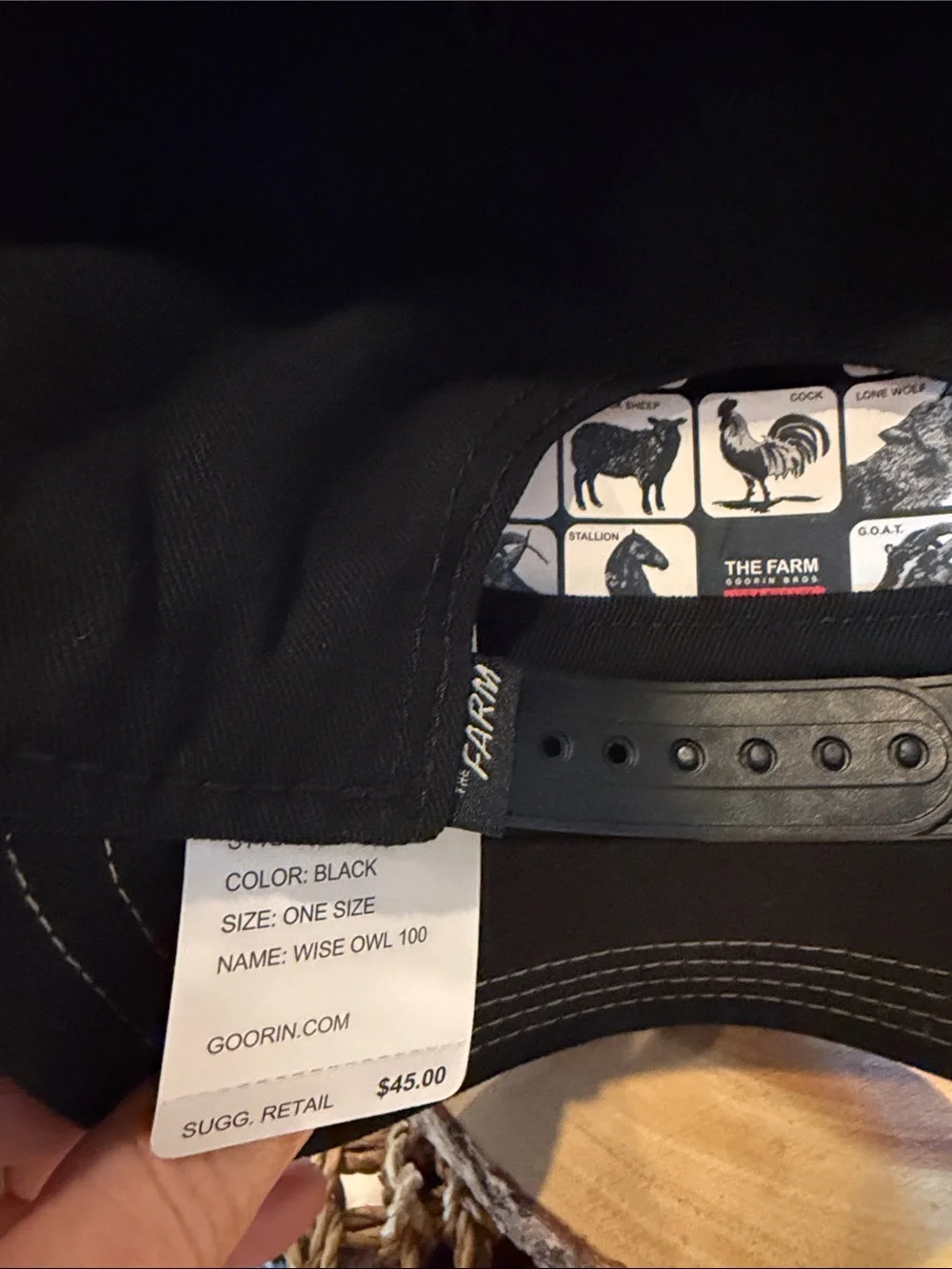 Goorin Bros The Farm Wise Ass Owl Snapback Hat Black Orange NWT